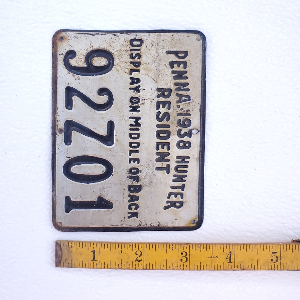 NFS Vintage 1938 Pennsylvania Tin Resident Hunting License - Picture 4 of 4